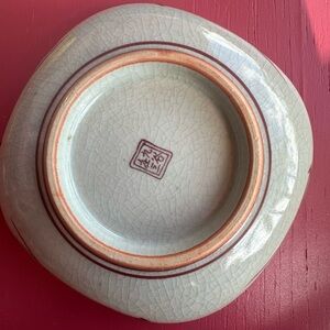 Japanese Weekend Crackle Glaze Plate with Red and Gray